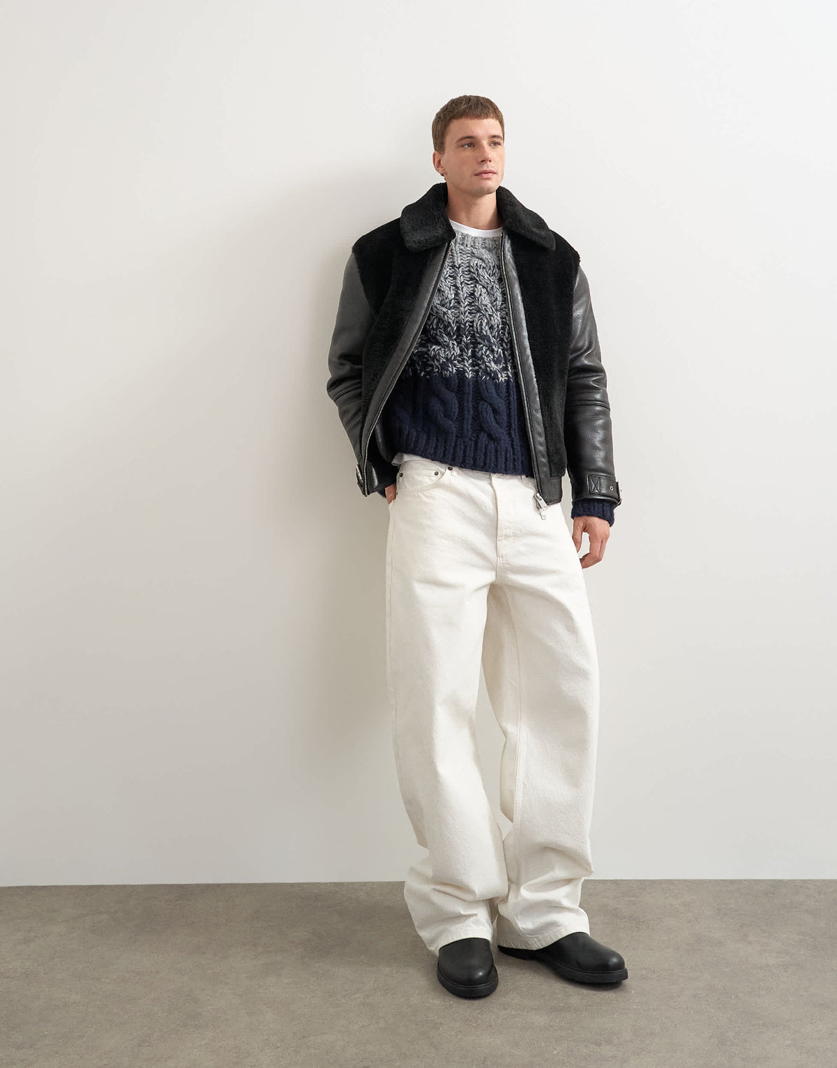 Topman faux shearling jacket in black
