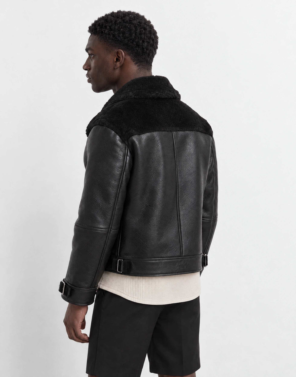 Topman faux shearling jacket in black