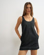 Topshop A-line scoop mini denim dress in black rinse