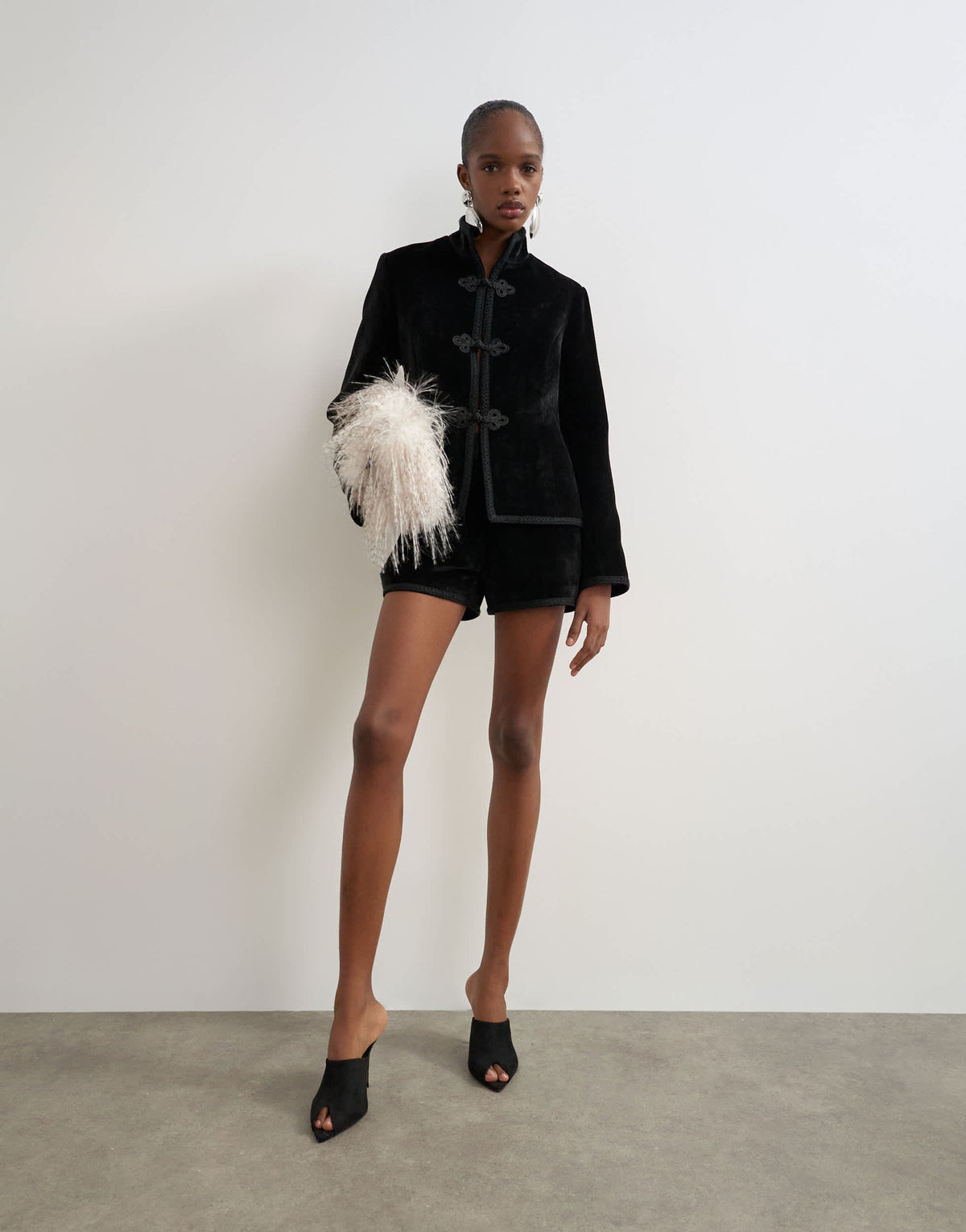 Topshop co ord velvet short in black