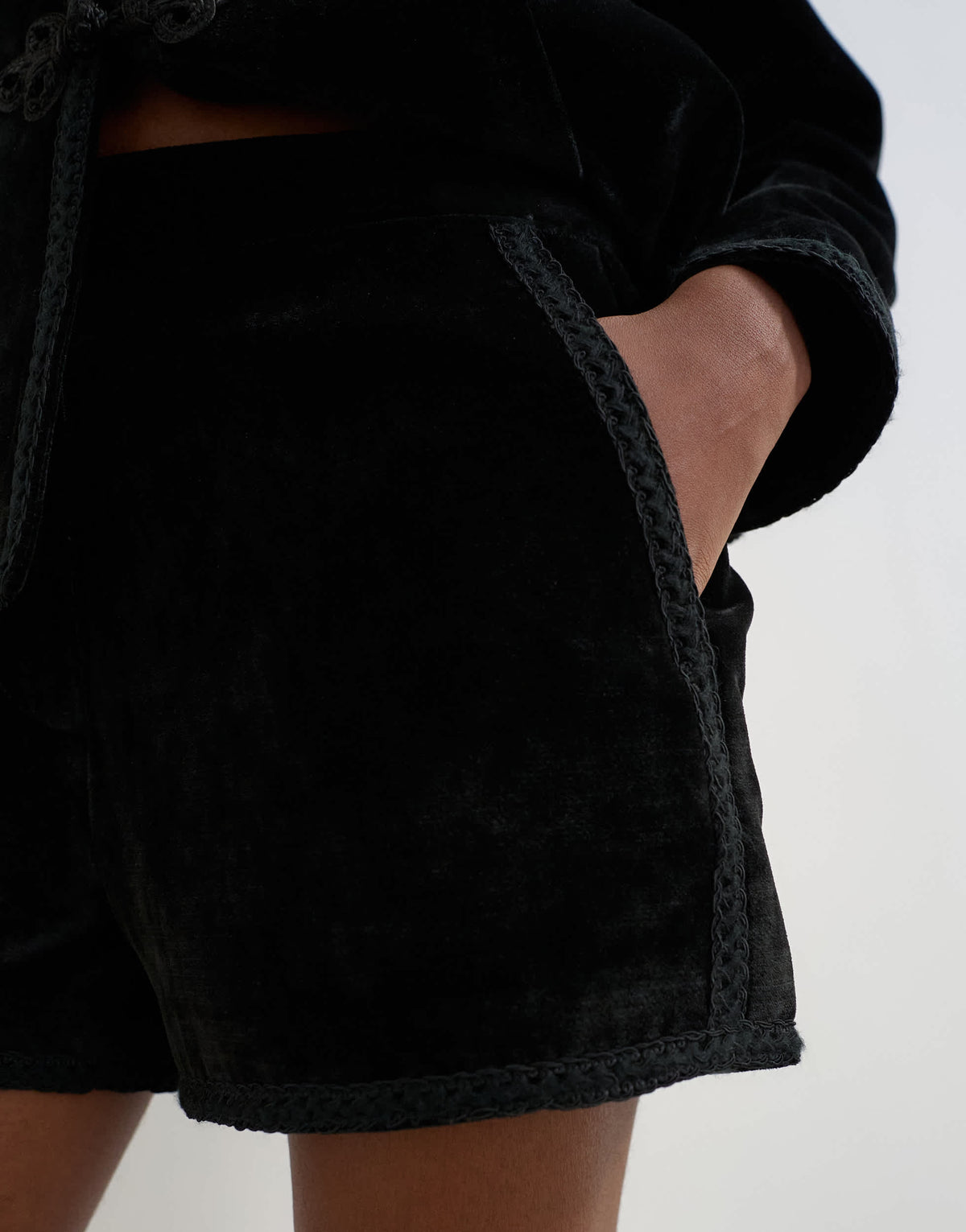 Topshop co ord velvet short in black