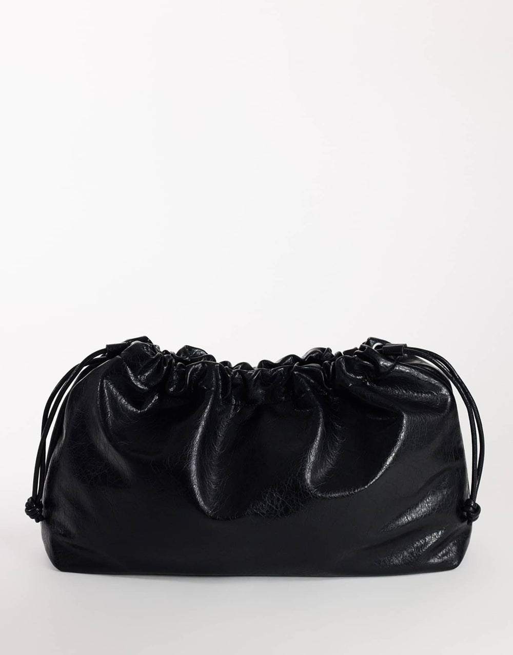 Topshop Chloe oversized ruched pouch clutch bag in black