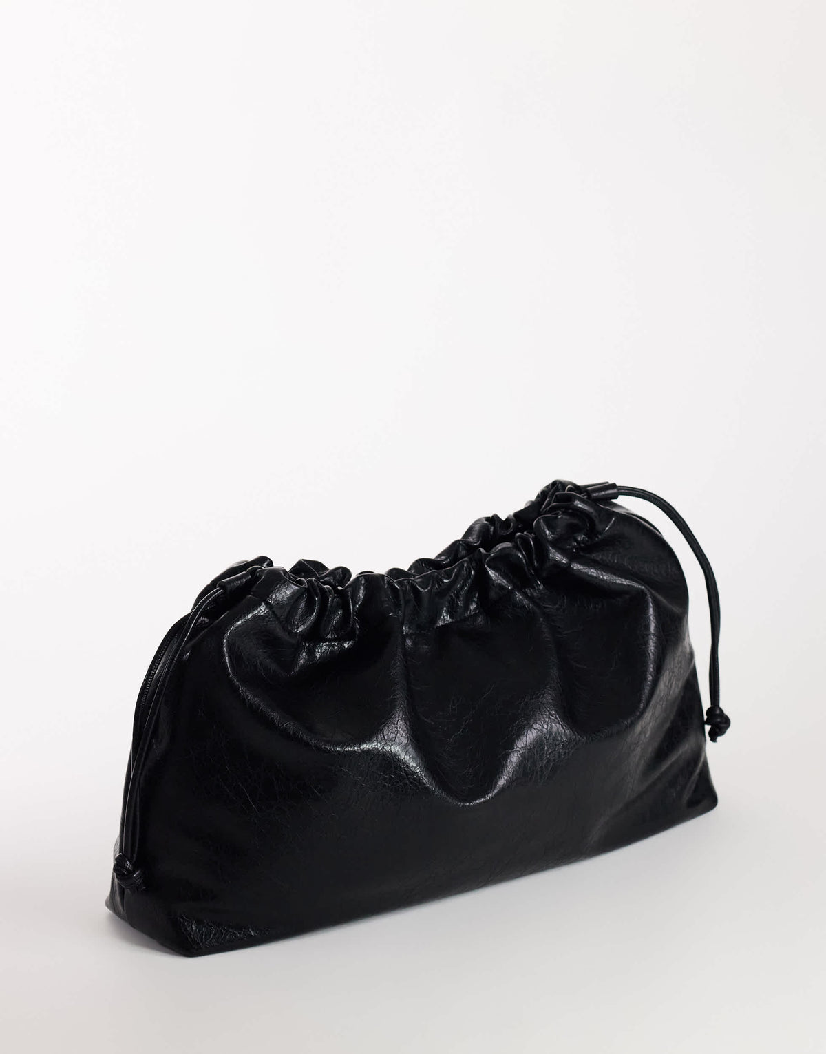 Topshop Chloe oversized ruched pouch clutch bag in black