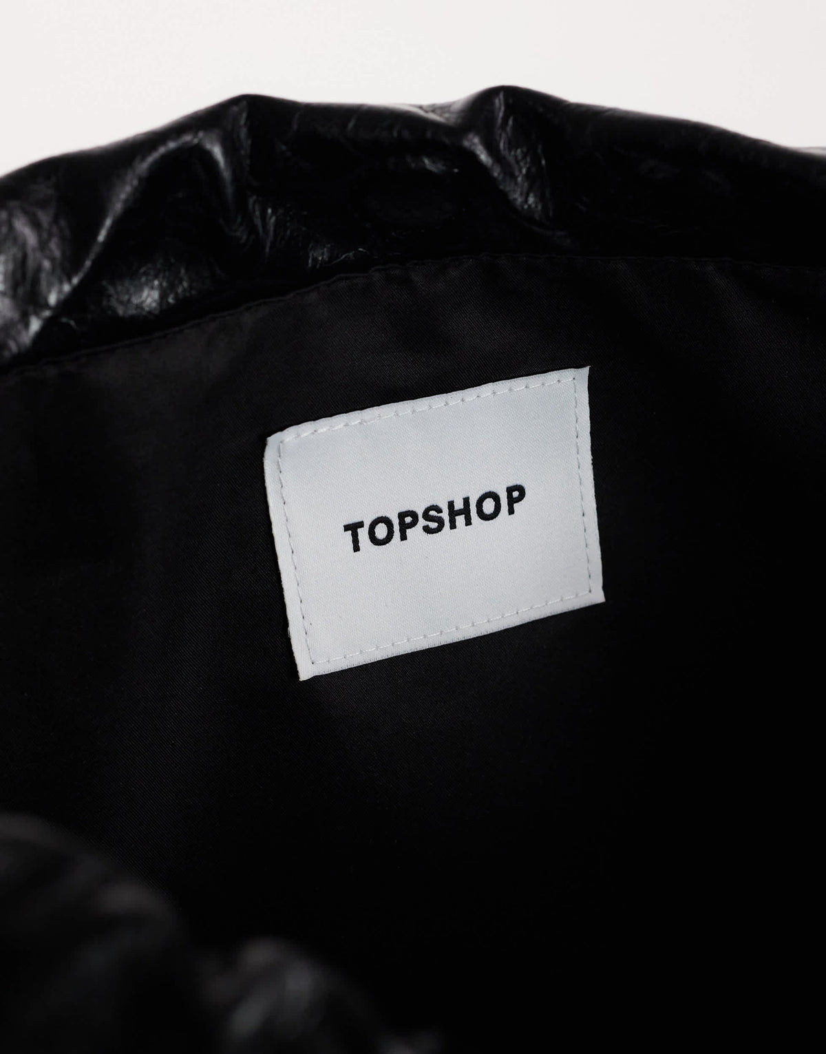 Topshop Chloe oversized ruched pouch clutch bag in black