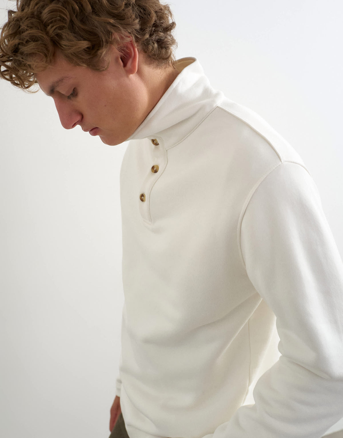 Topman classic fit funnel neck sweatshirt in washed ecru