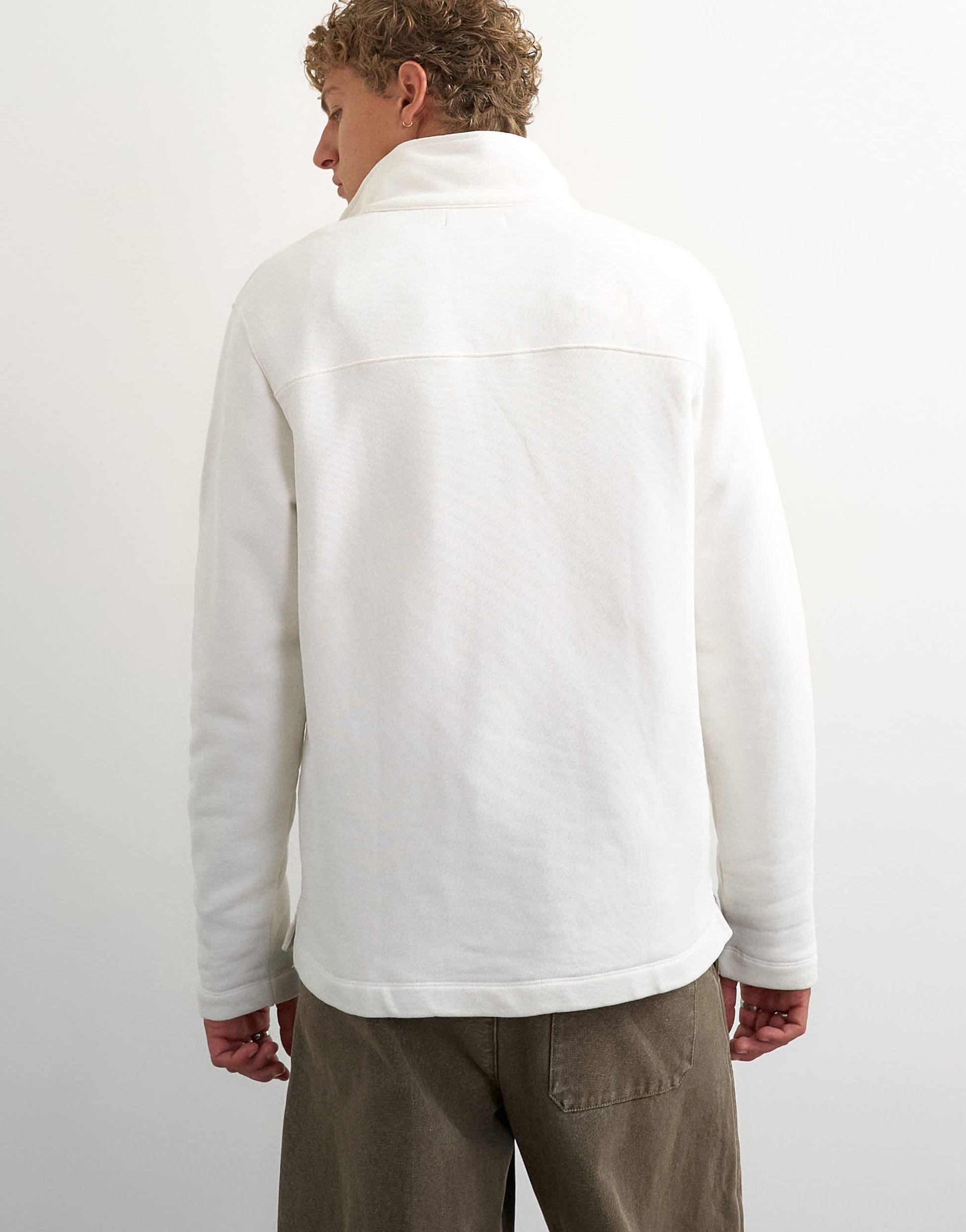Topman classic fit funnel neck sweatshirt in washed ecru
