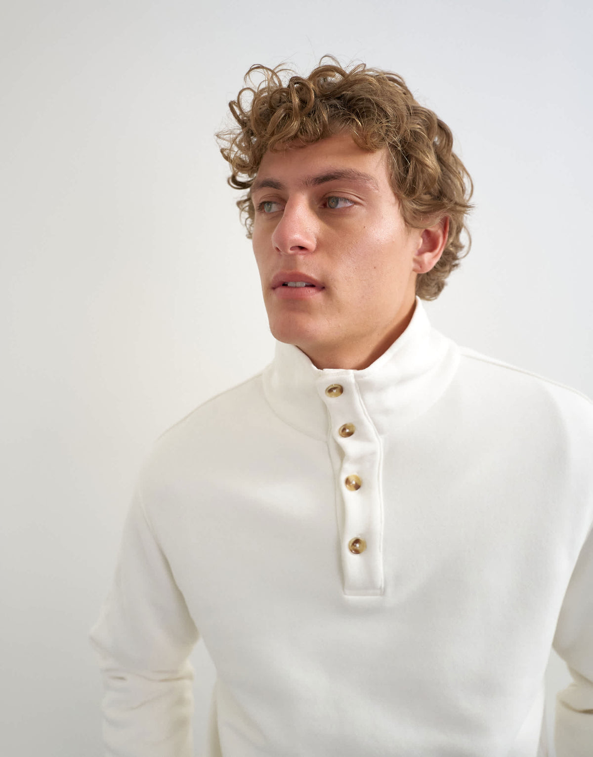 Topman classic fit funnel neck sweatshirt in washed ecru