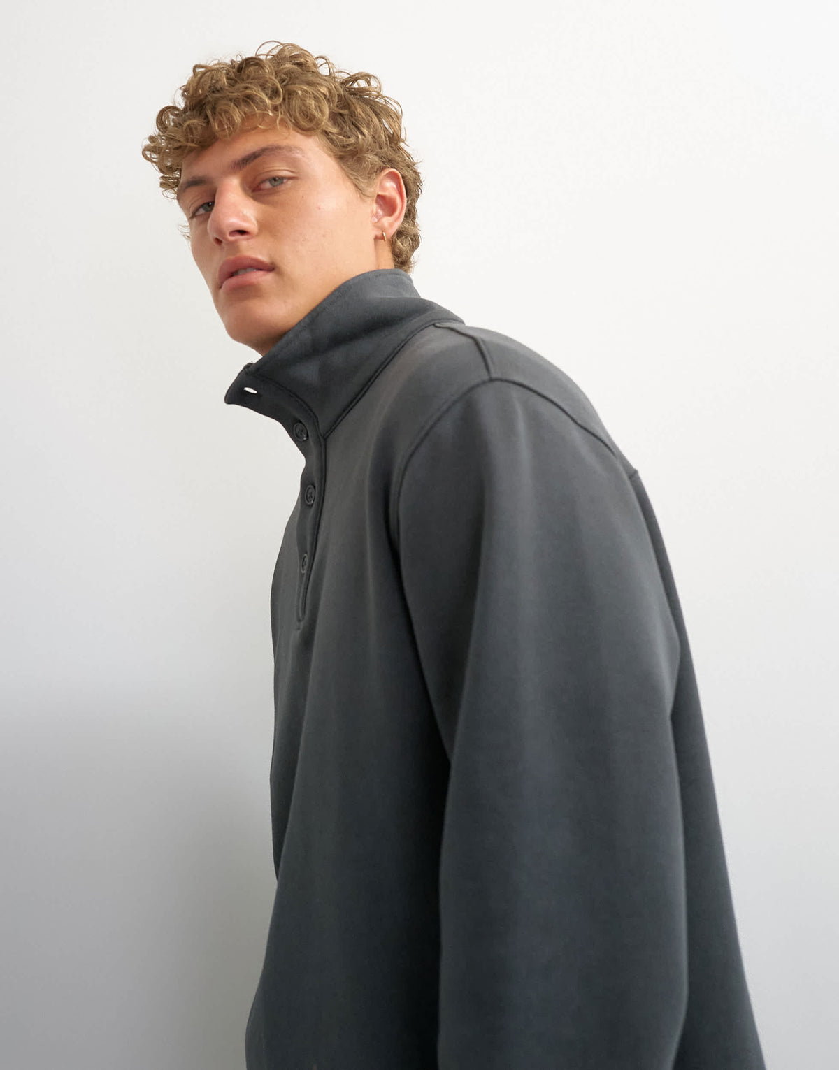 Topman classic fit funnel neck sweatshirt in charcoal
