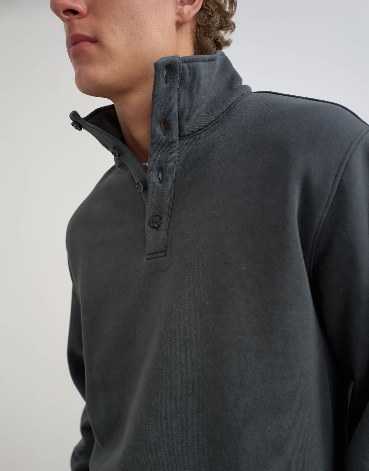 Topman classic fit funnel neck sweatshirt in charcoal