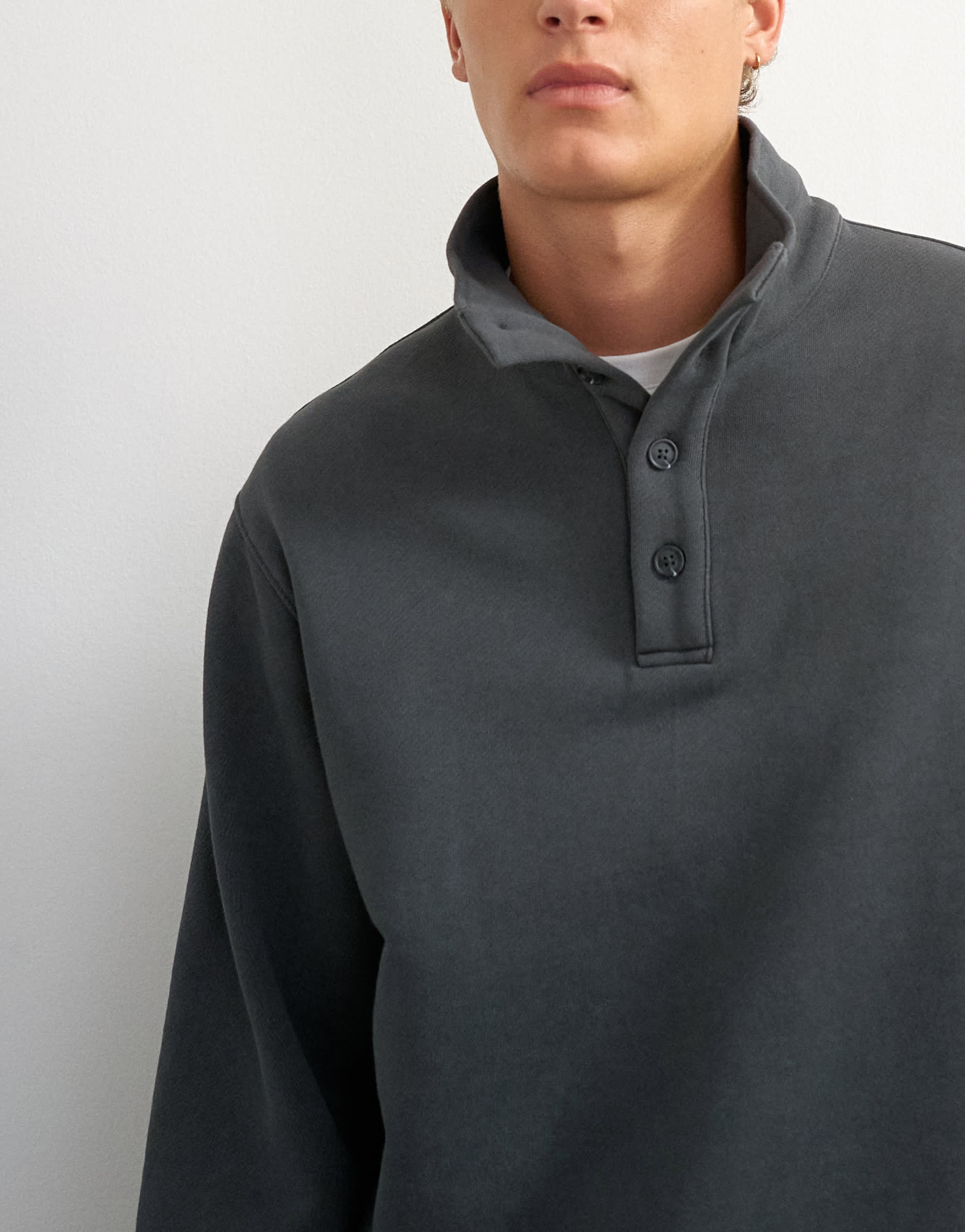 Topman classic fit funnel neck sweatshirt in washed black