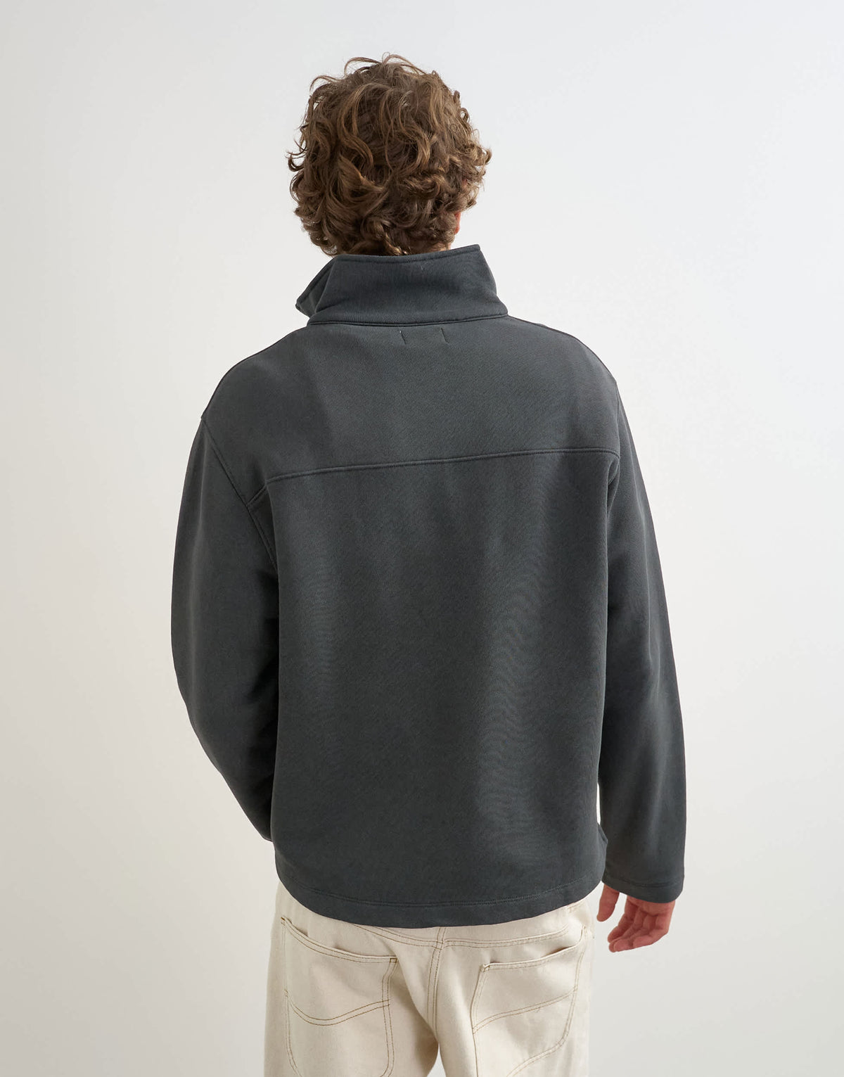 Topman classic fit funnel neck sweatshirt in charcoal