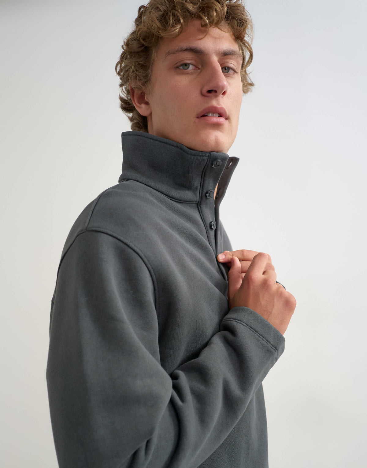 Topman classic fit funnel neck sweatshirt in charcoal