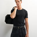 Topman slim fit rib t-shirt in black