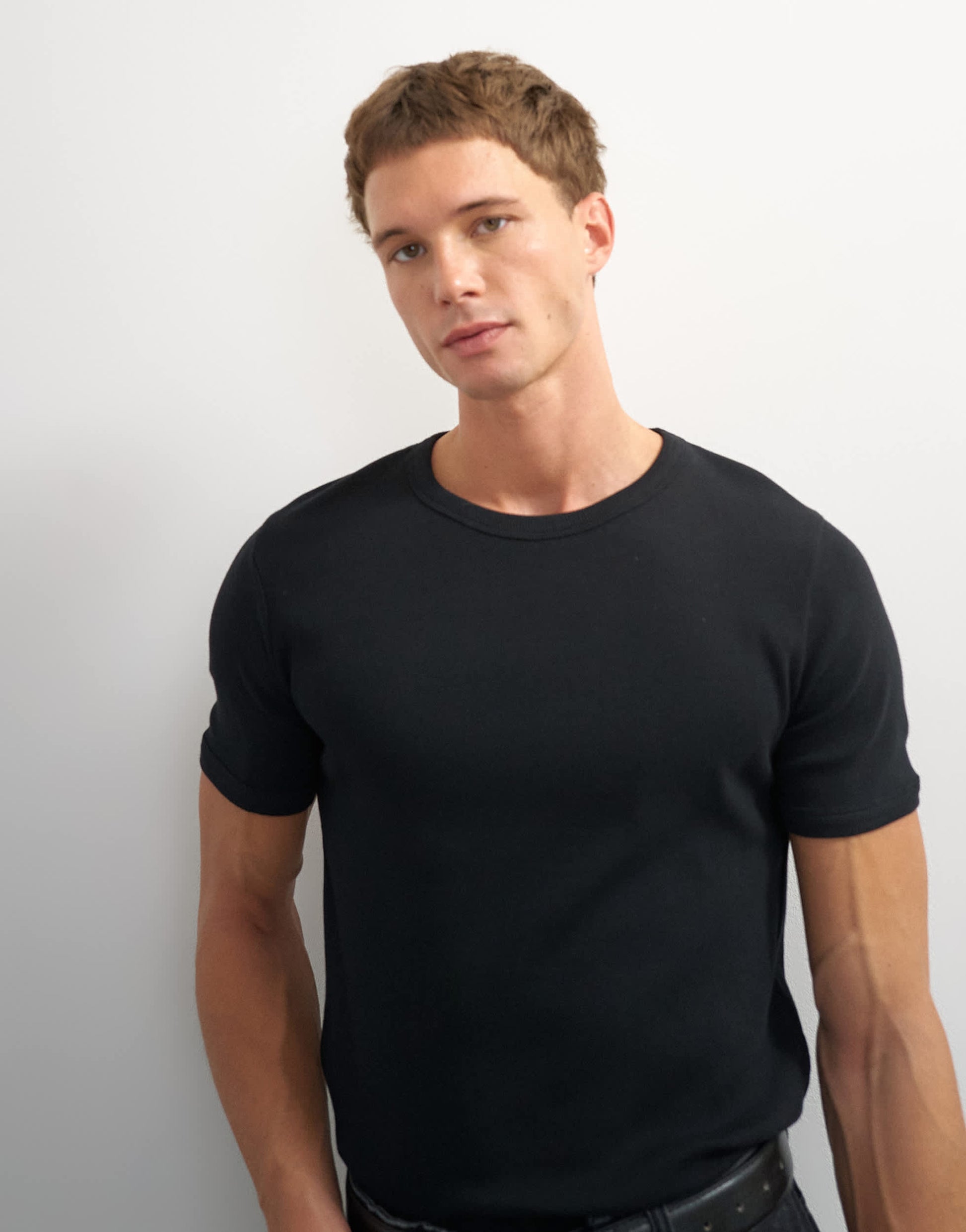 Topman slim fit rib t-shirt in black