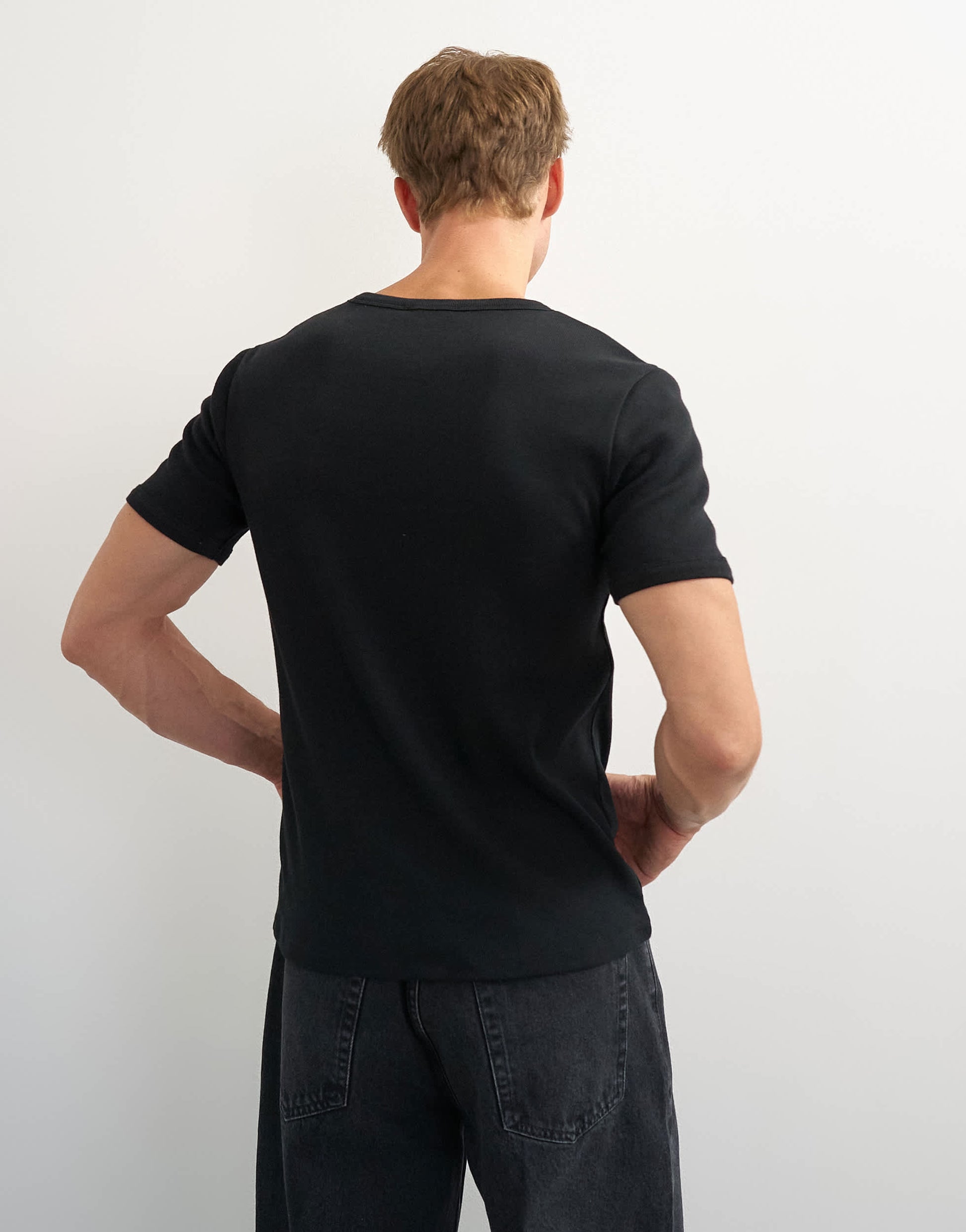 Topman slim fit rib t-shirt in black