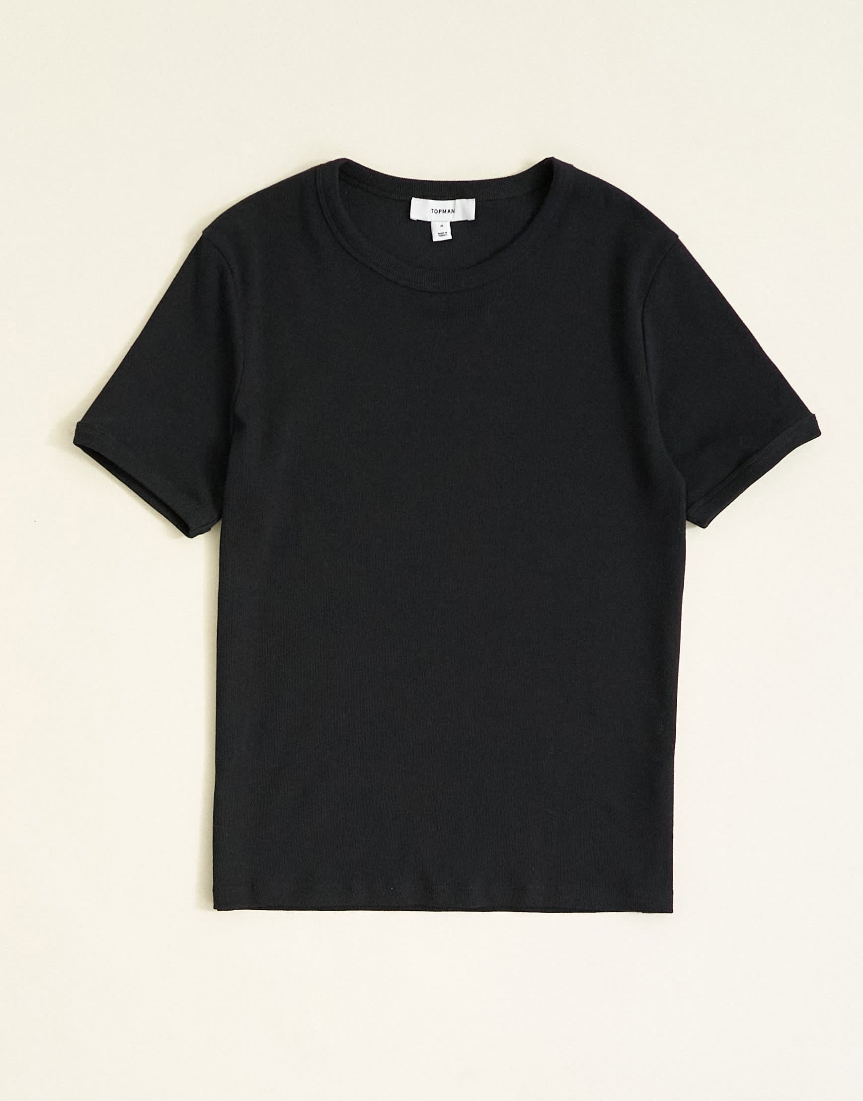 Topman slim fit rib t-shirt in black