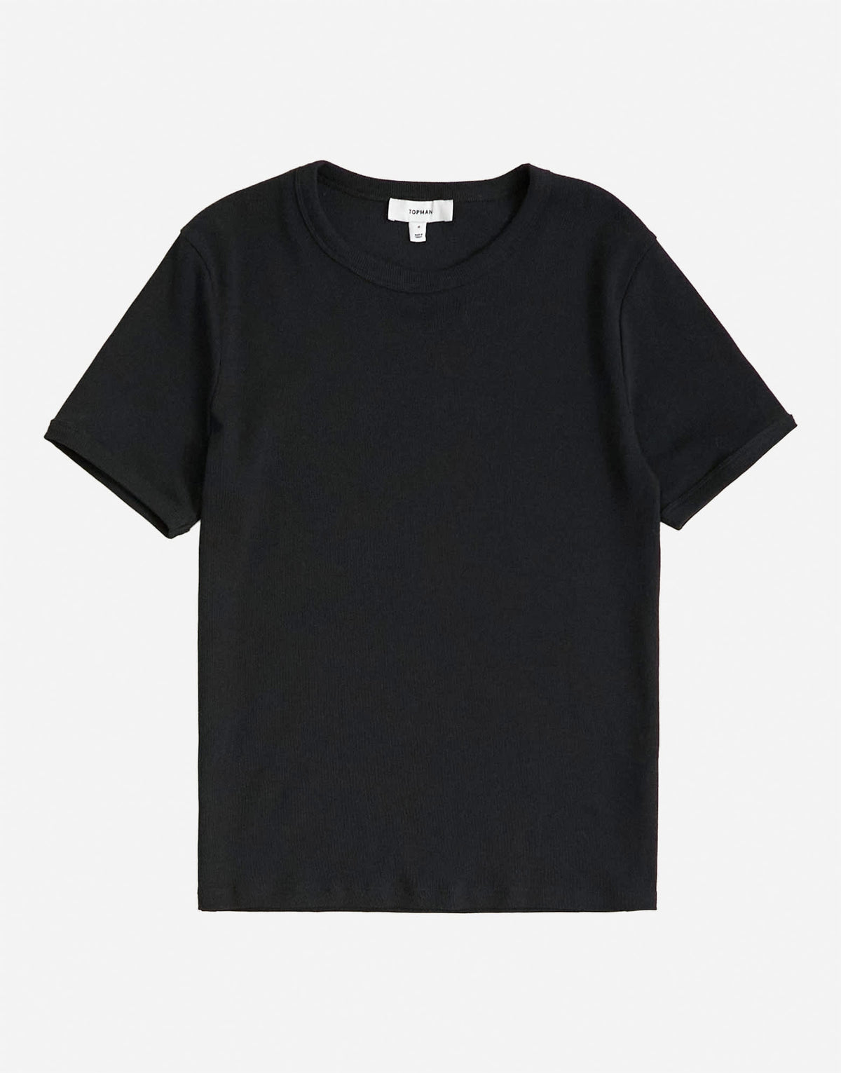 Topman slim fit rib t-shirt in black