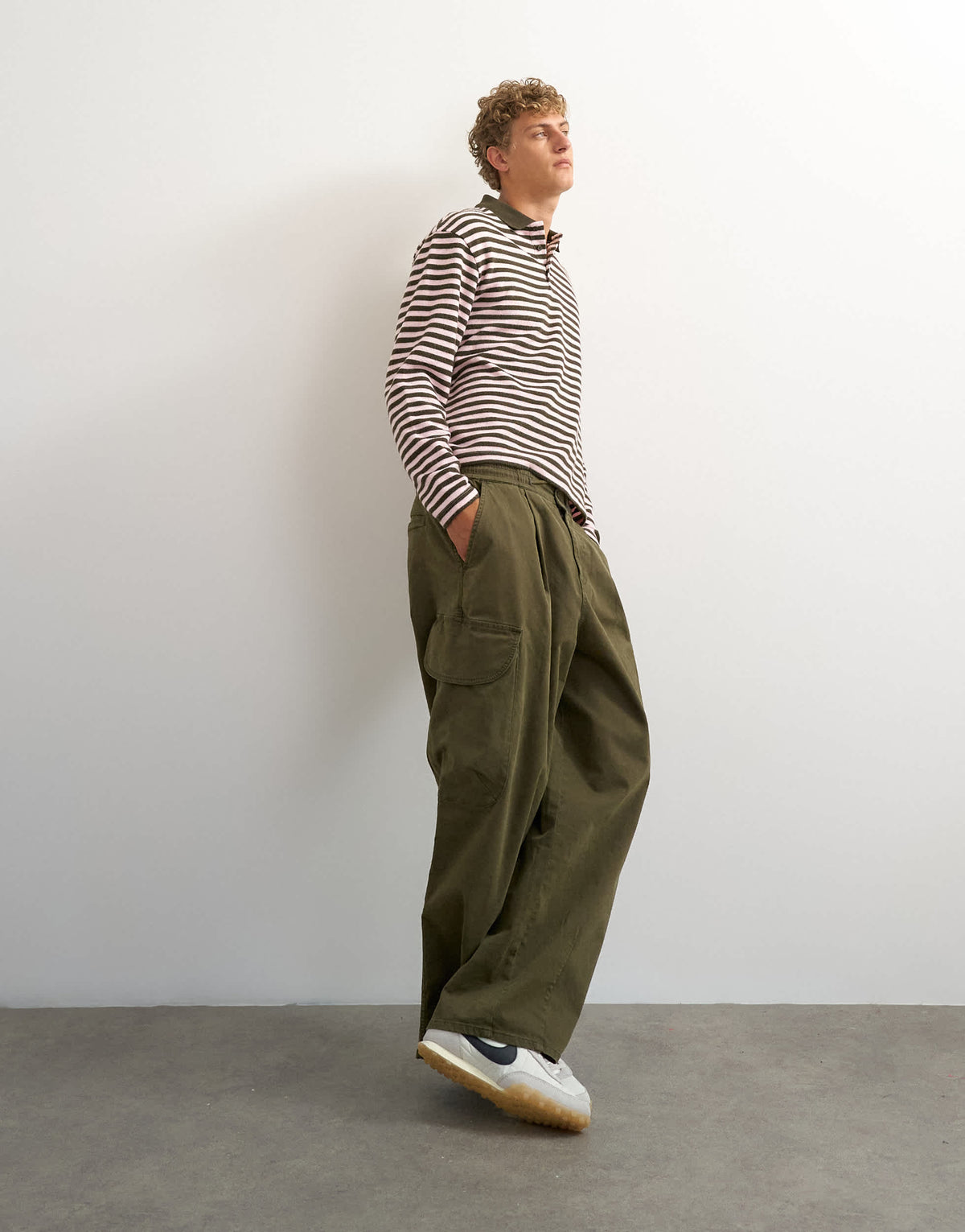Topman relaxed fit crop brushed polo with stripe in pink