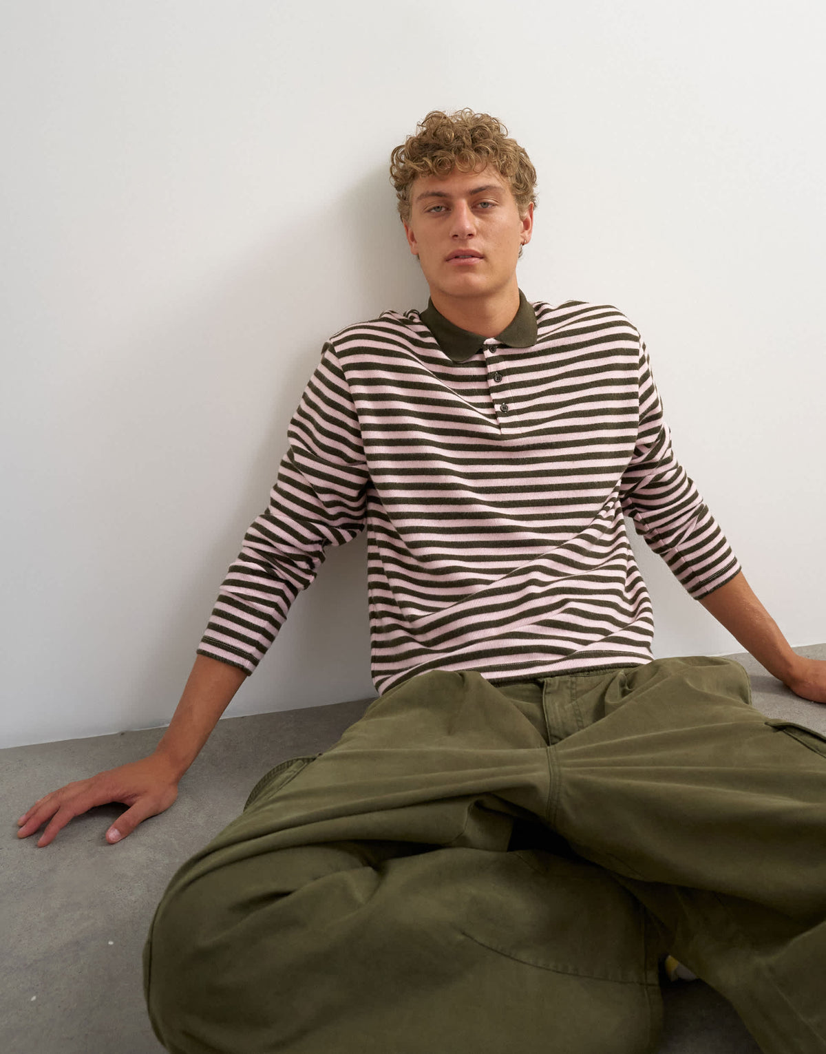 Topman relaxed fit crop brushed polo with stripe in pink