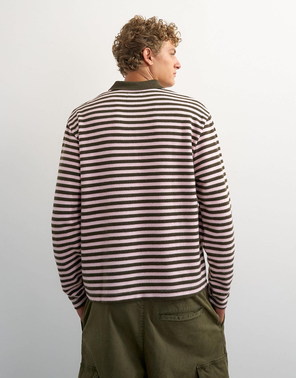 Topman relaxed fit crop brushed polo with stripe in pink