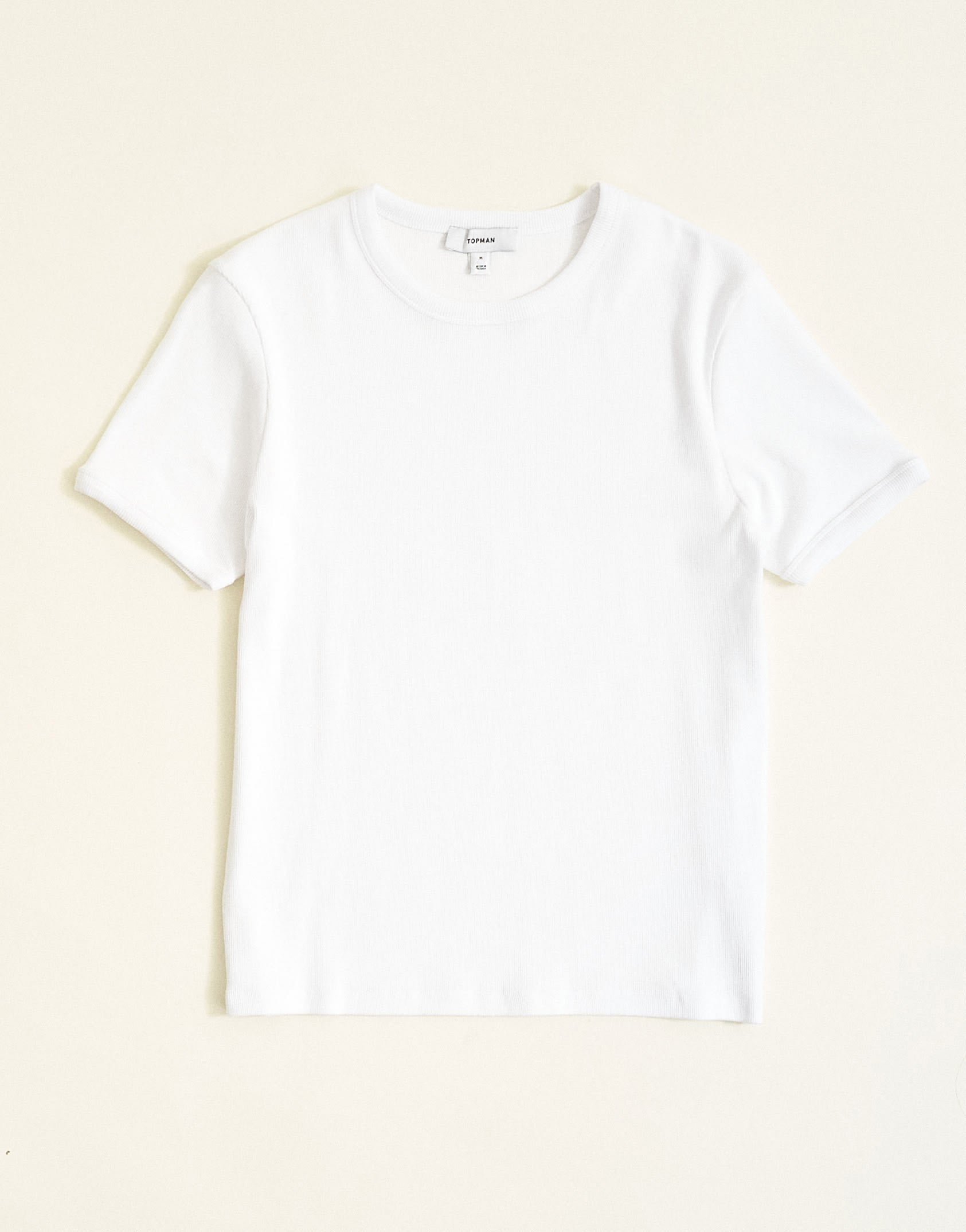 Topman slim fit rib t-shirt in white
