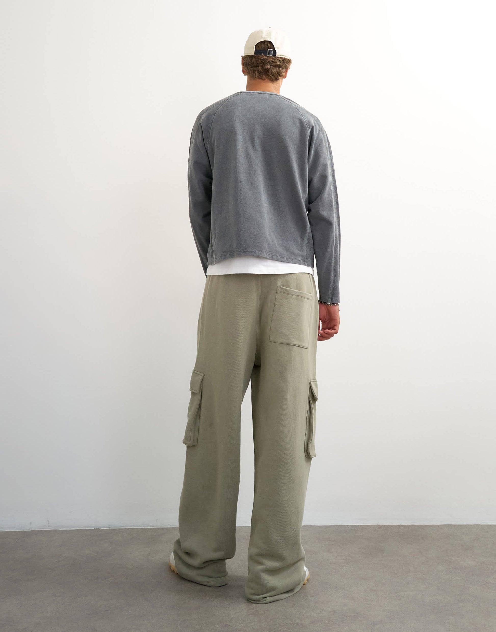 Topman baggy fit heavyweight twill jogger with cargo pockets in khaki