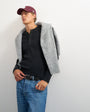 Topman premium classic fit long sleeve textured henley in black