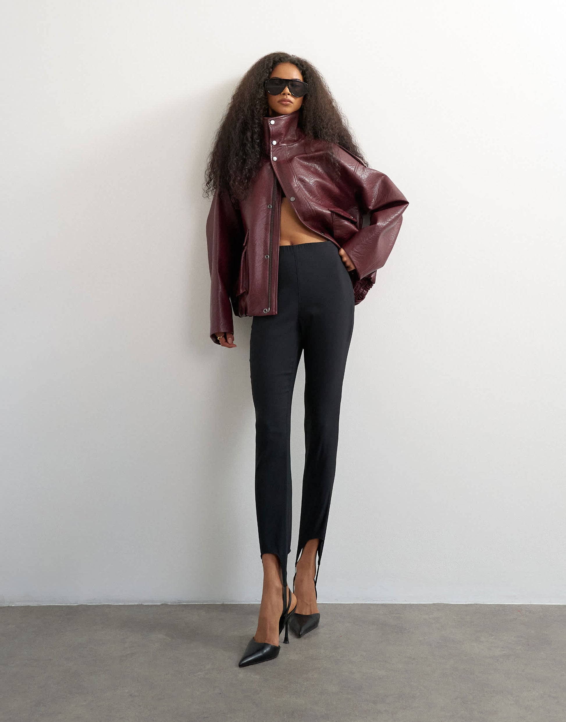 Topshop stirrup bengaline trouser in black