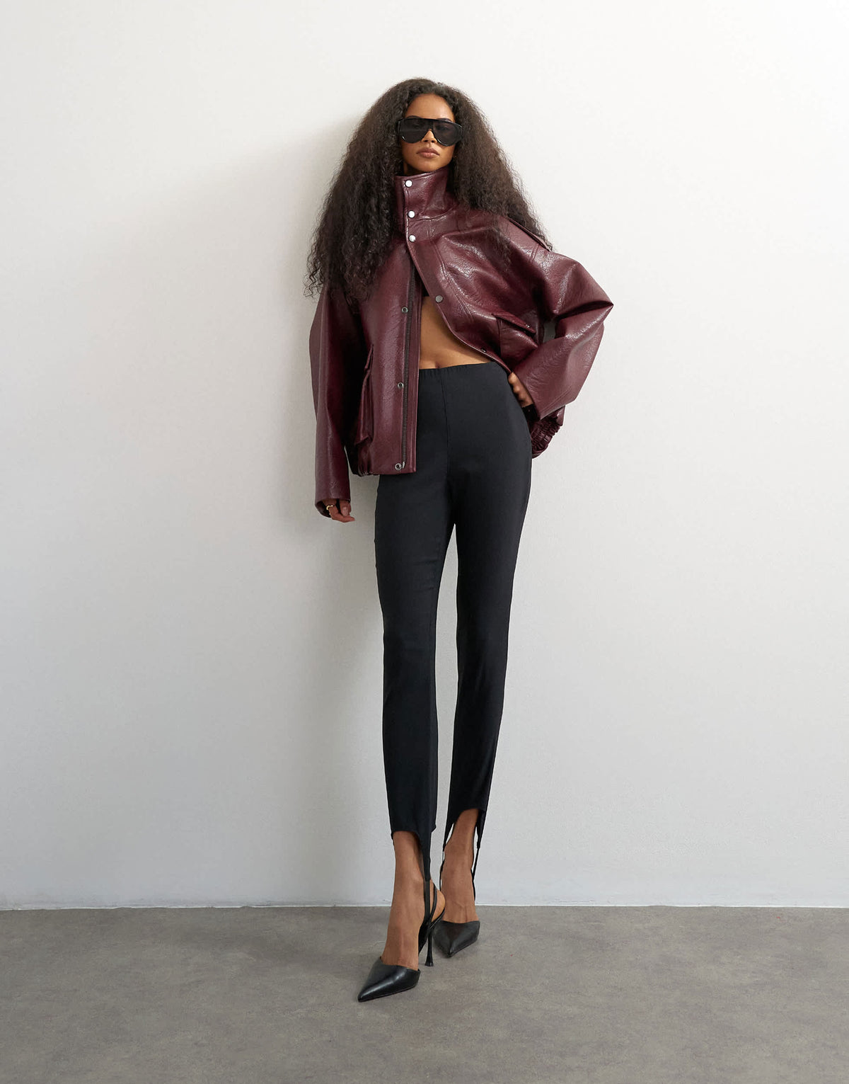 Topshop stirrup bengaline trouser in black