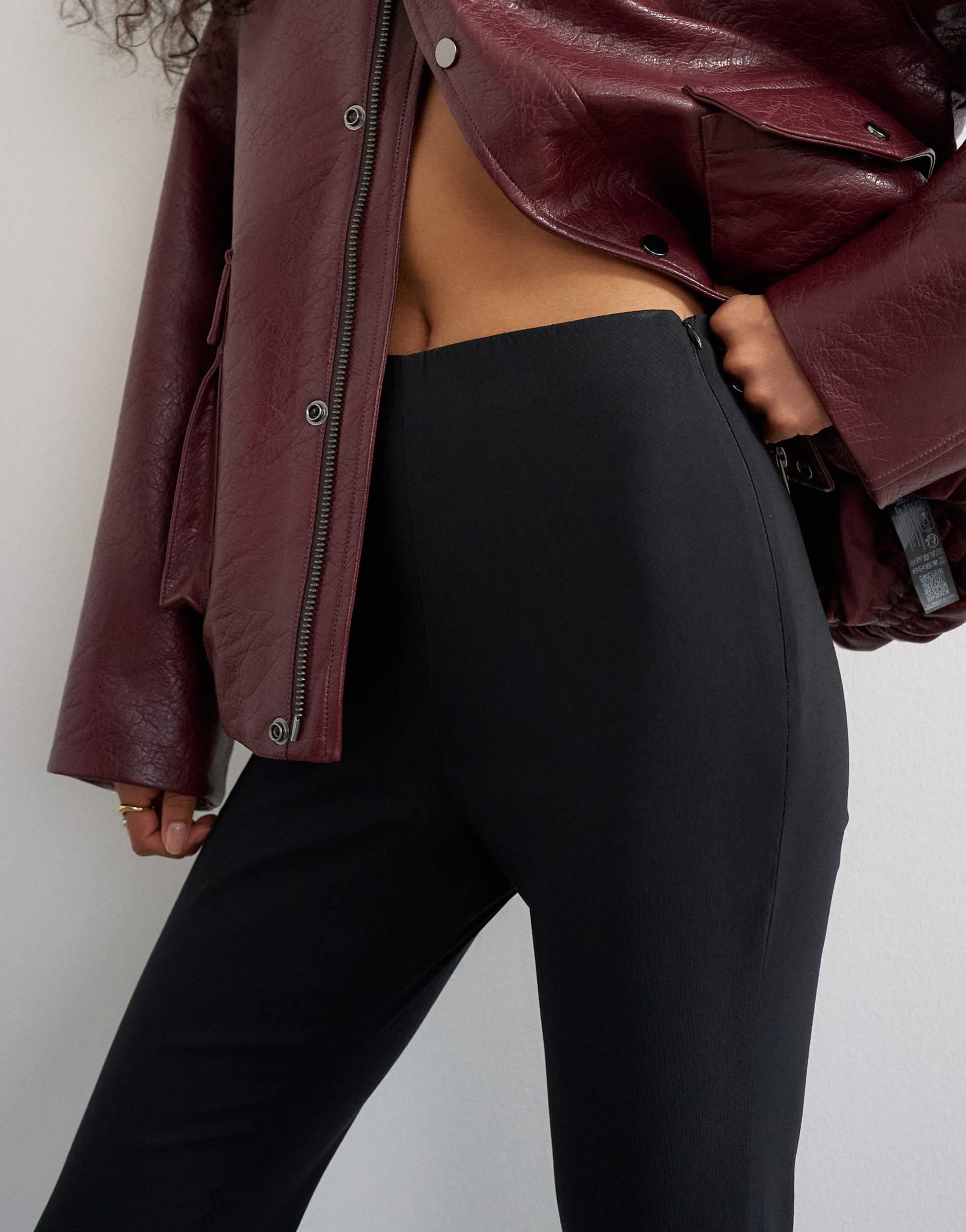 Topshop stirrup bengaline trouser in black