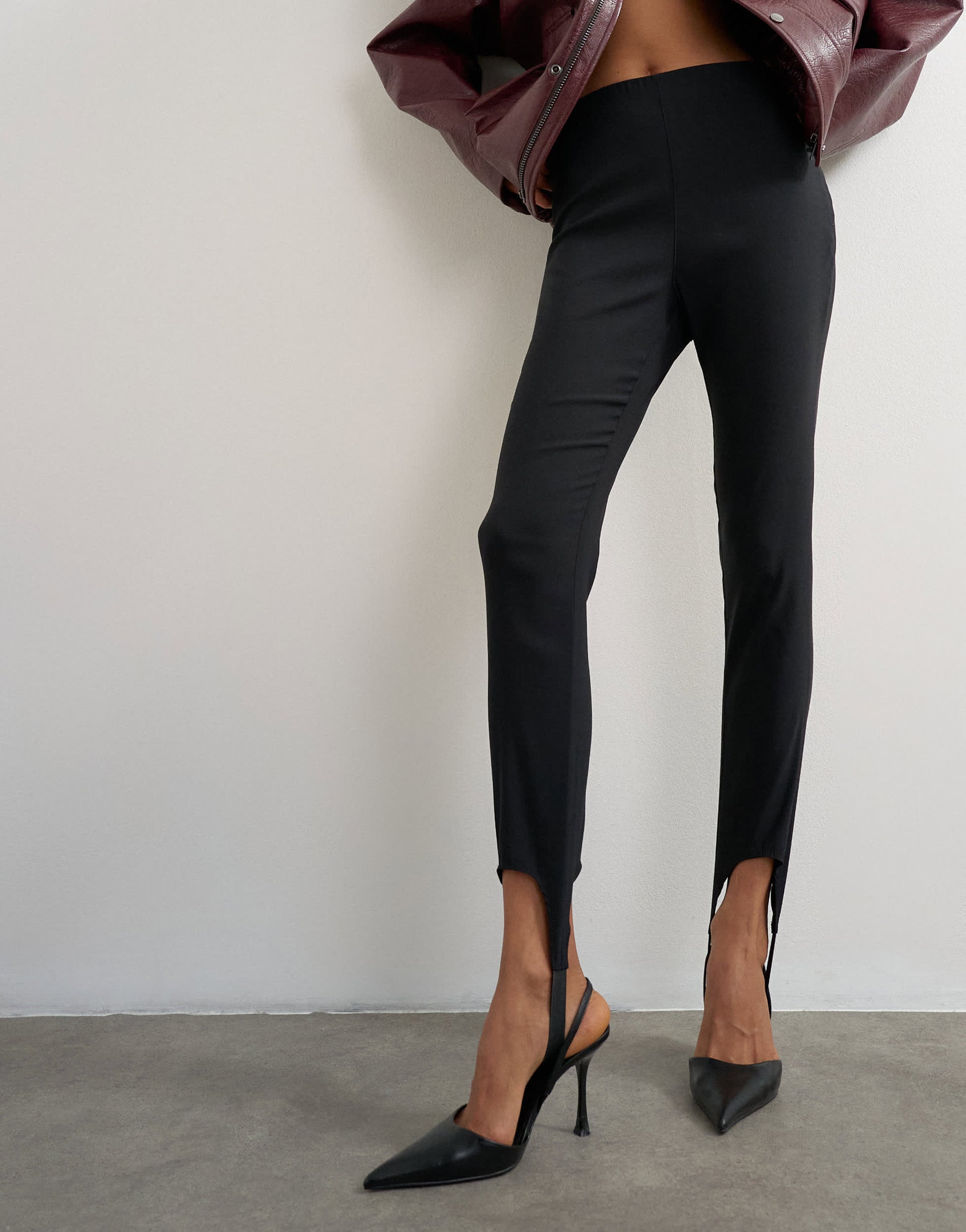 Topshop stirrup bengaline trouser in black