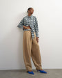 Topshop co ord contrast check wrap barrel trouser in brown 