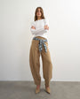 Topshop co ord contrast check wrap barrel trouser in navy