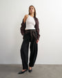Topshop co ord contrast check wrap barrel trouser in black