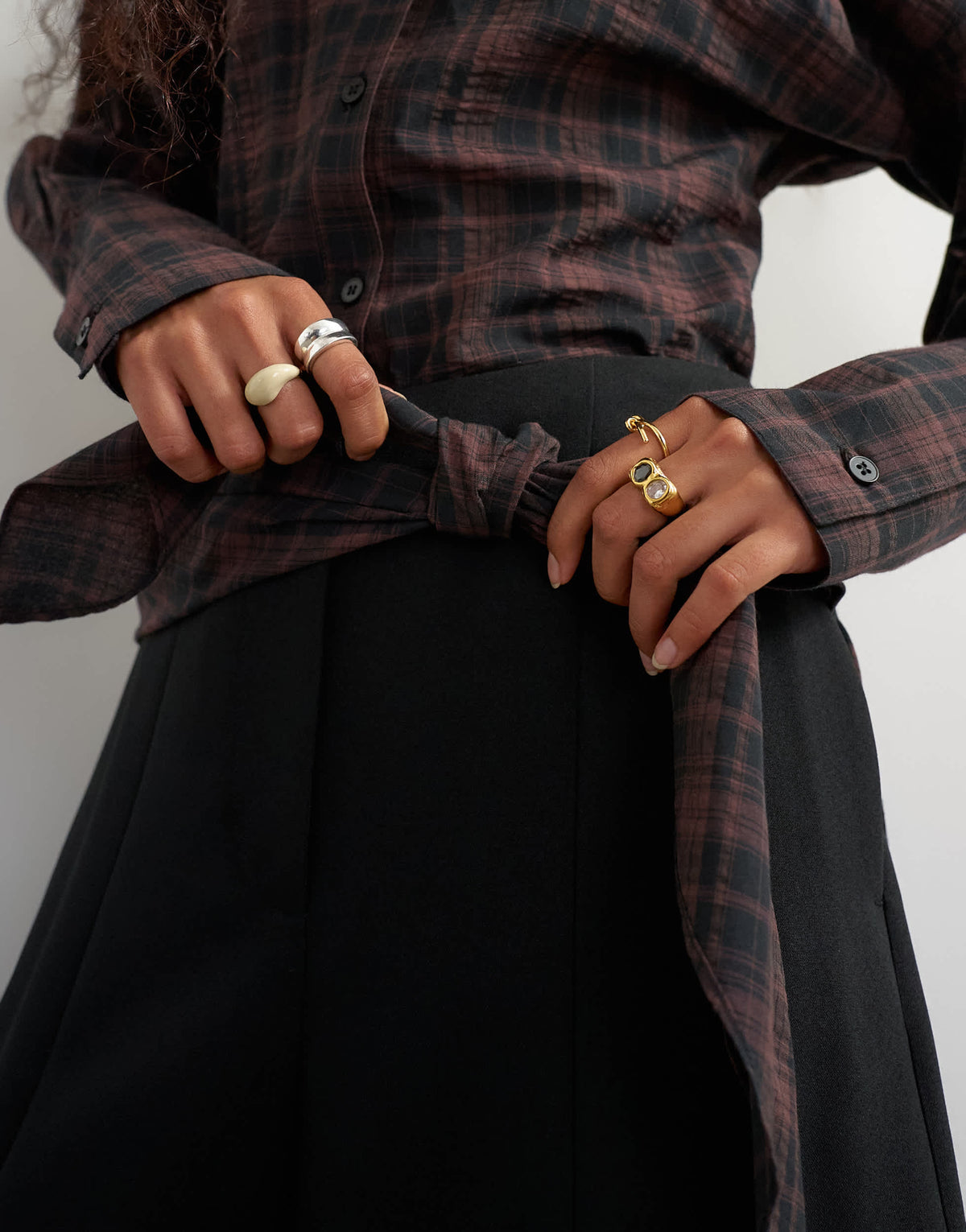 Topshop co ord contrast check wrap barrel trouser in black