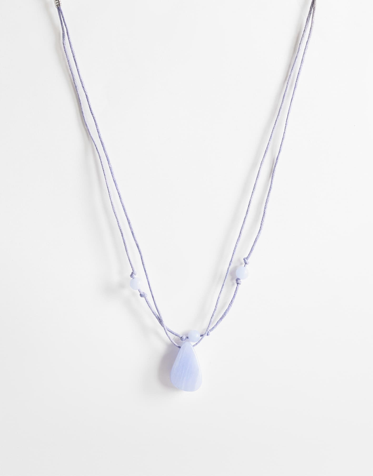 Topshop Ottie cord necklace with semi precious stones in light blue