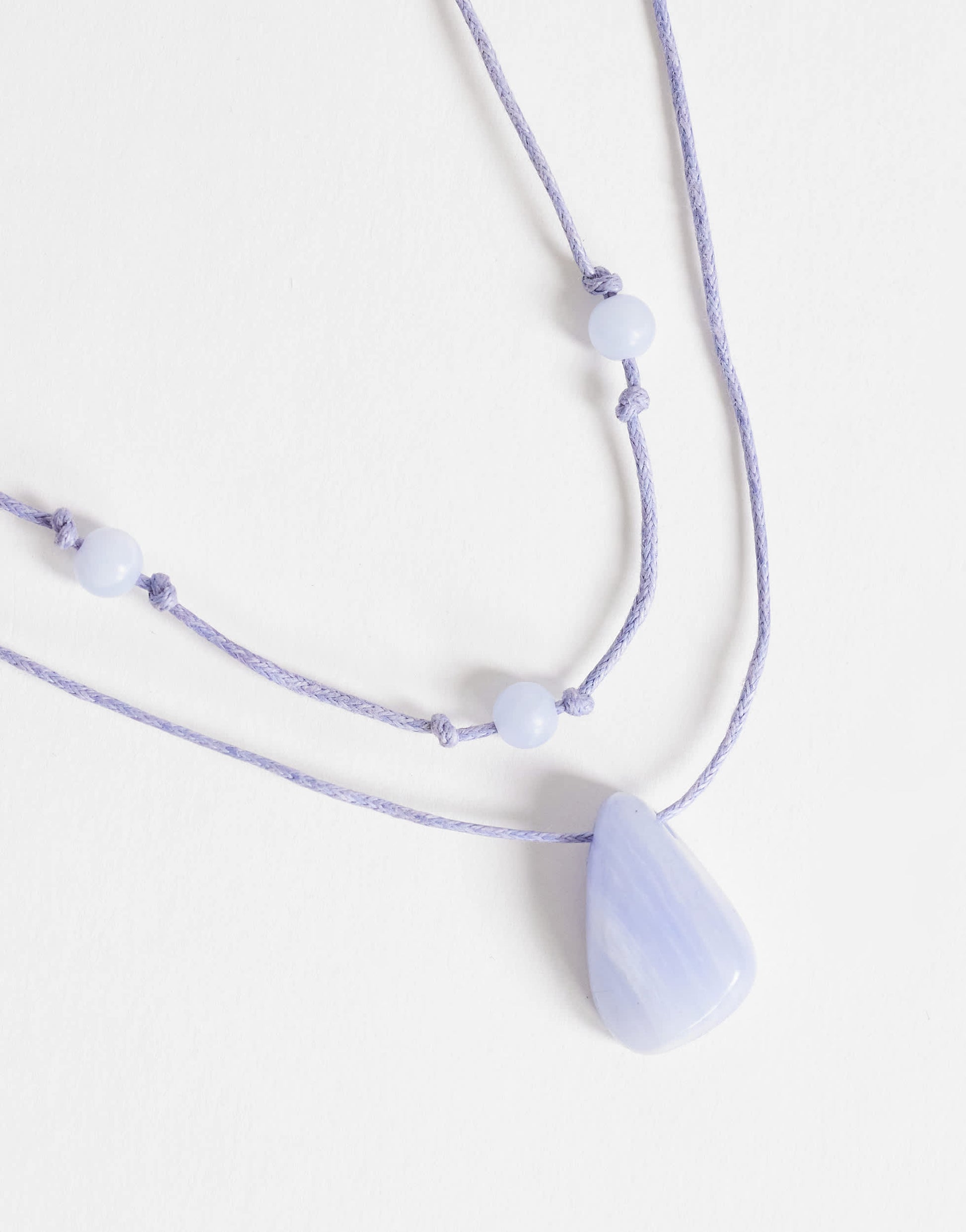 Topshop Ottie cord necklace with semi precious stones in light blue