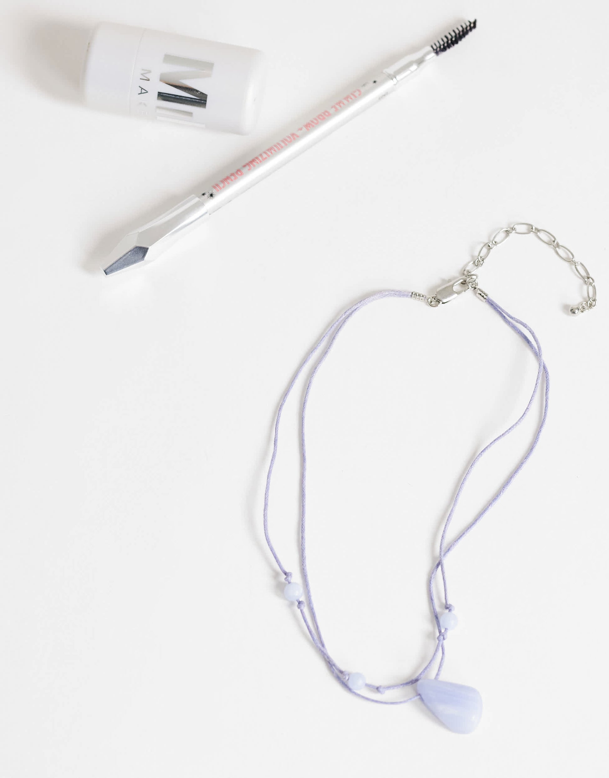 Topshop Ottie cord necklace with semi precious stones in light blue