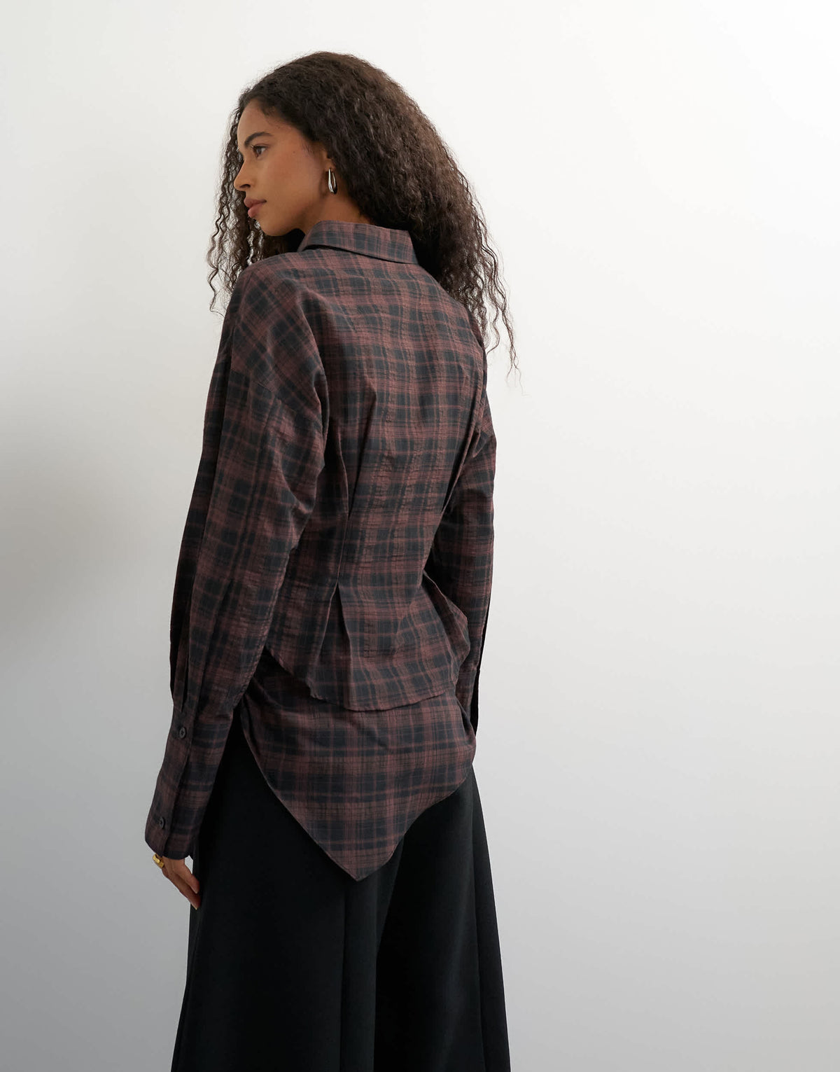 Topshop co ord cinch check shirt in brown