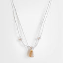 Topshop Ottie cord necklace with semi precious stones in light grey