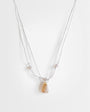 Topshop Ottie cord necklace with semi precious stones in light grey
