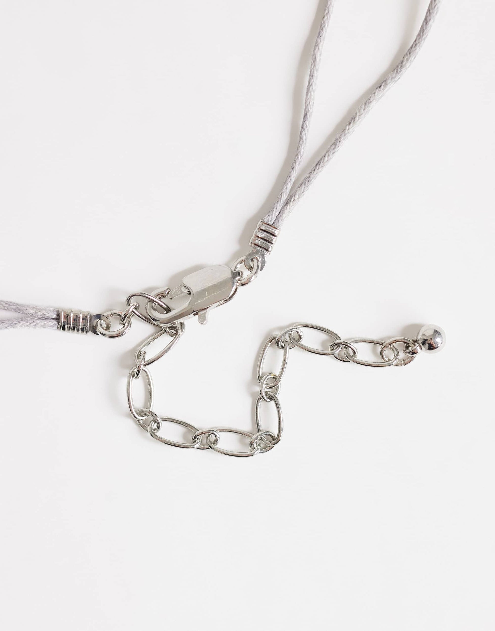 Topshop Ottie cord necklace with semi precious stones in light grey