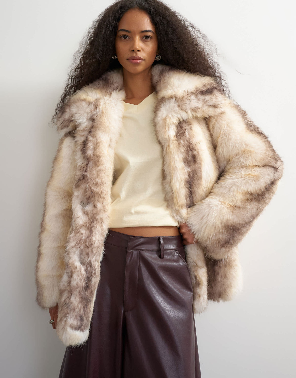 Topshop faux leather a line culotte trousers in burgundy