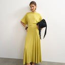Topshop viscose blend jersey dropped waist maxi dress in lime