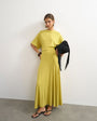 Topshop viscose blend jersey dropped waist maxi dress in lime