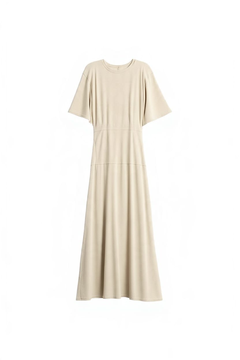 Topshop viscose blend jersey dropped waist maxi dress in stone