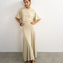 Topshop viscose blend jersey dropped waist maxi dress in stone
