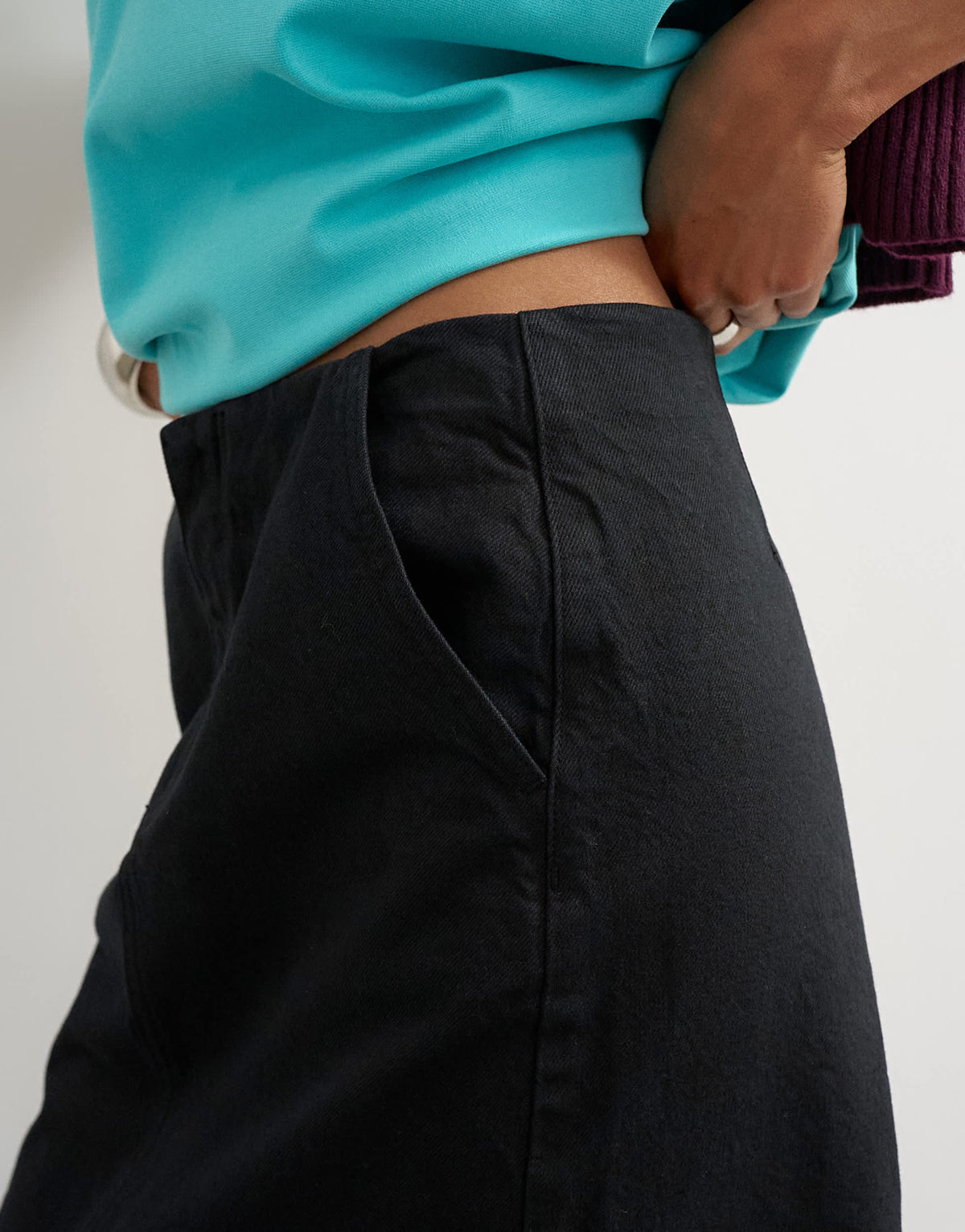 Topshop denim 90s low rise pencil skirt in washed black