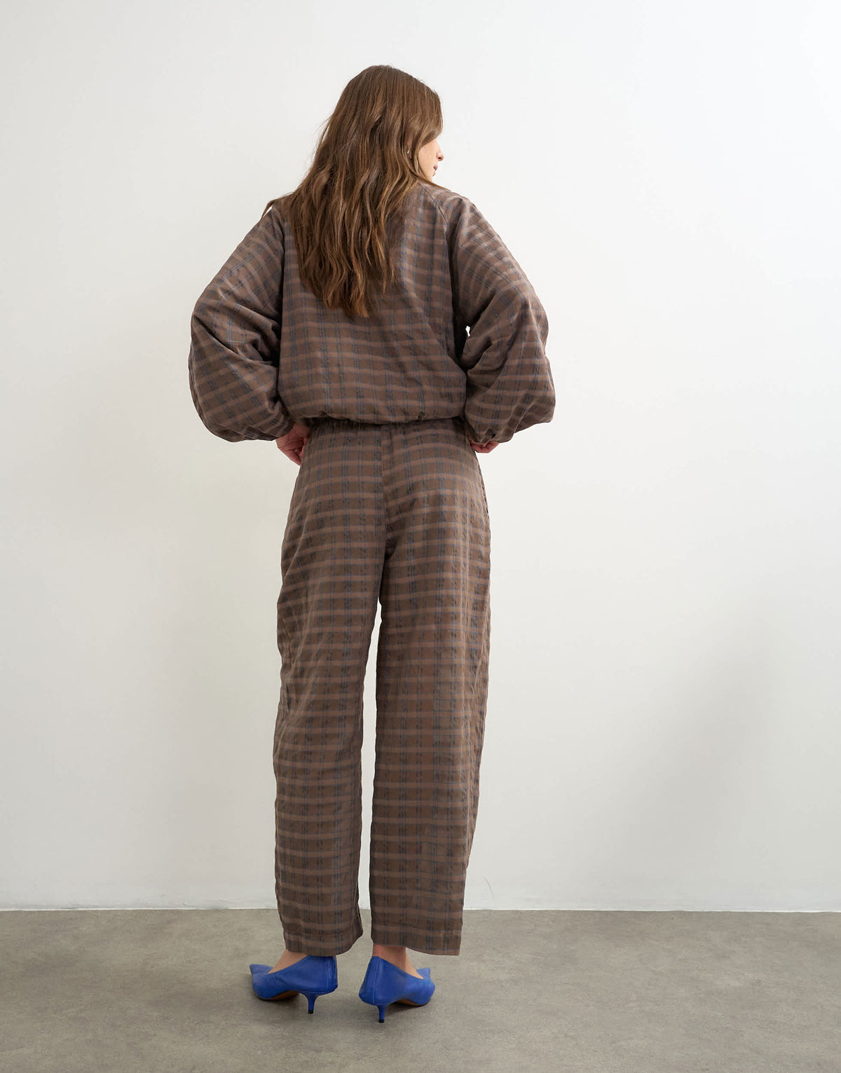 Topshop co-ord techy trouser in brown check