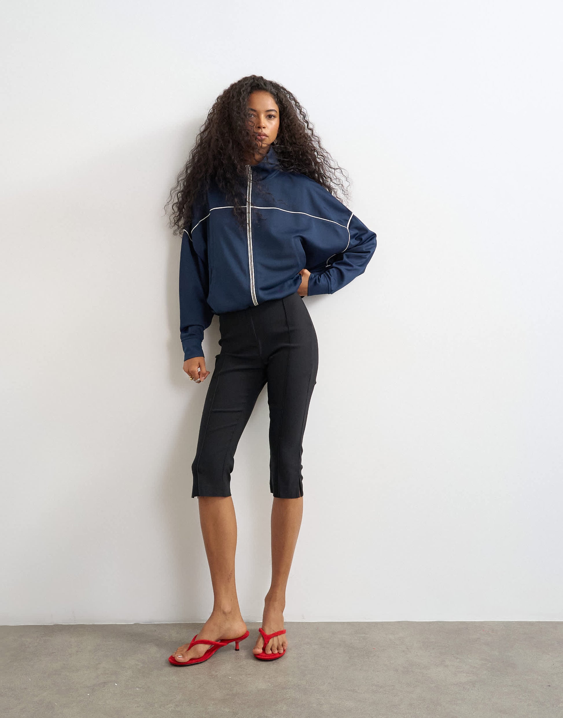Topshop capri trouser in black